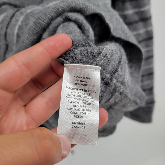 Nordstrom men's shop wool blend striped pullover sweater crewneck grey M - Picture 5 of 5